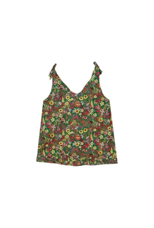 SAMPLE - Tie Top Tank - Green Floral