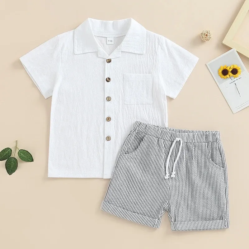 Seaside Linen-Blend Shirt & Shorts Set