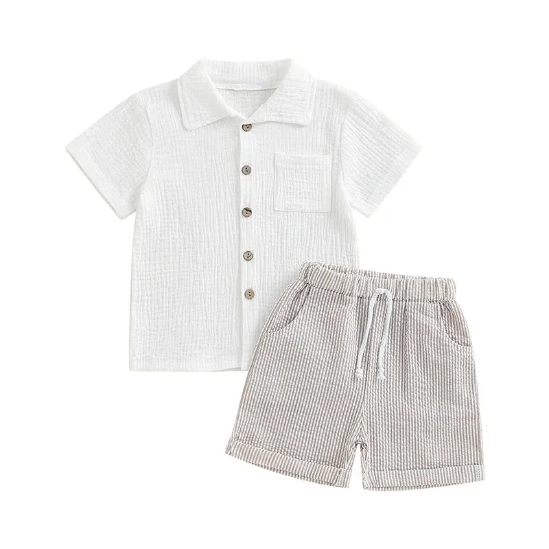 Seaside Linen-Blend Shirt & Shorts Set