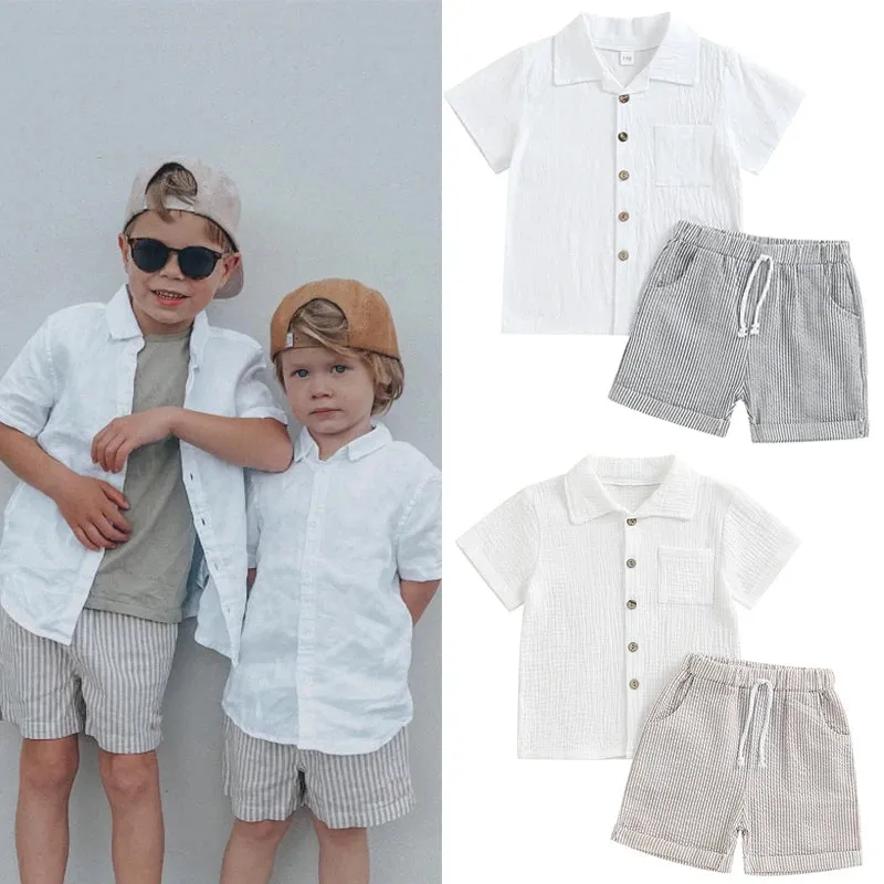 Seaside Linen-Blend Shirt & Shorts Set