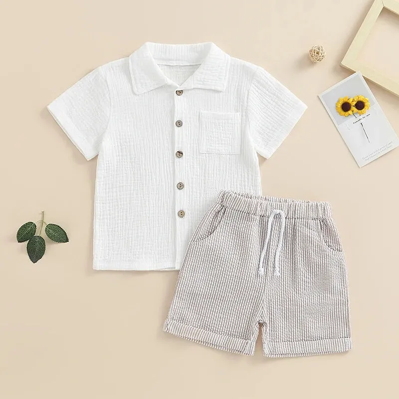 Seaside Linen-Blend Shirt & Shorts Set