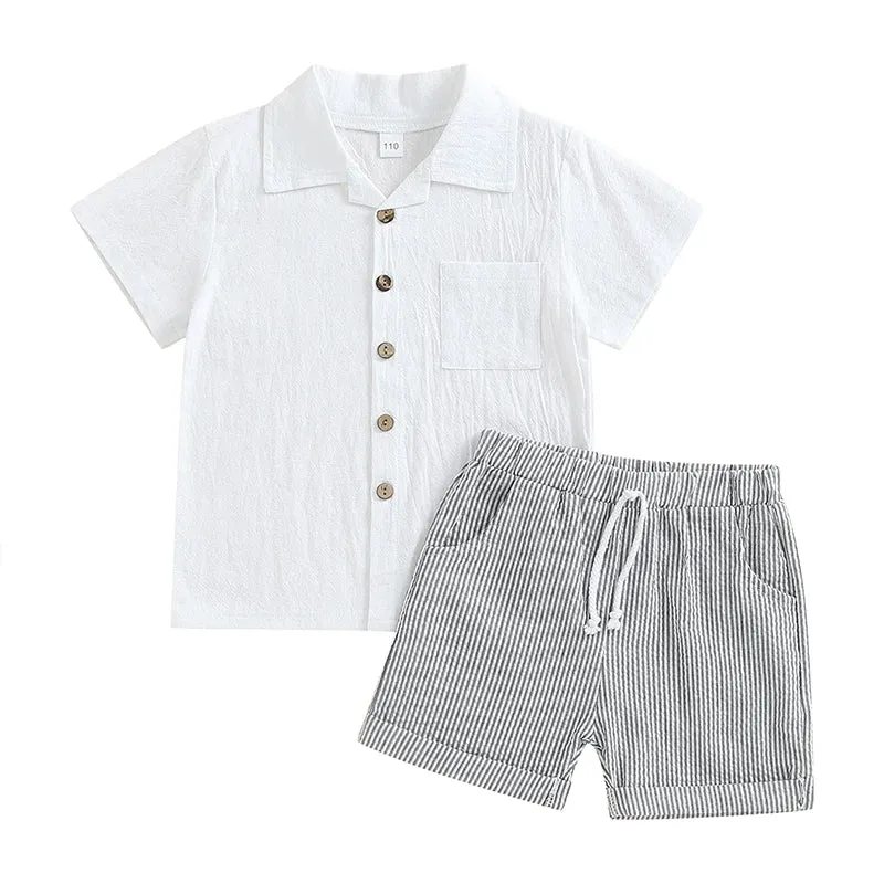 Seaside Linen-Blend Shirt & Shorts Set