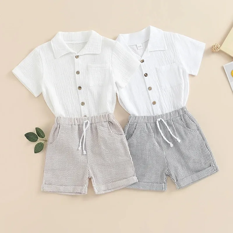 Seaside Linen-Blend Shirt & Shorts Set