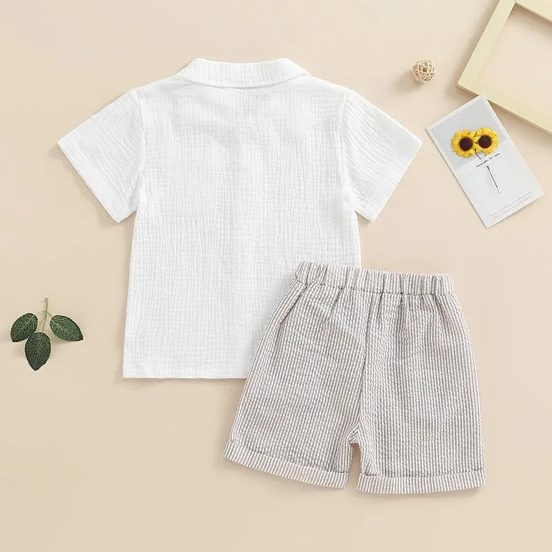 Seaside Linen-Blend Shirt & Shorts Set