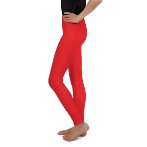 Solid Hot Red Youth Leggings