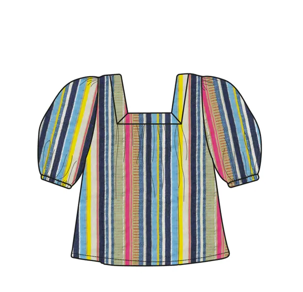 Square Neck Top - Summer Stripe