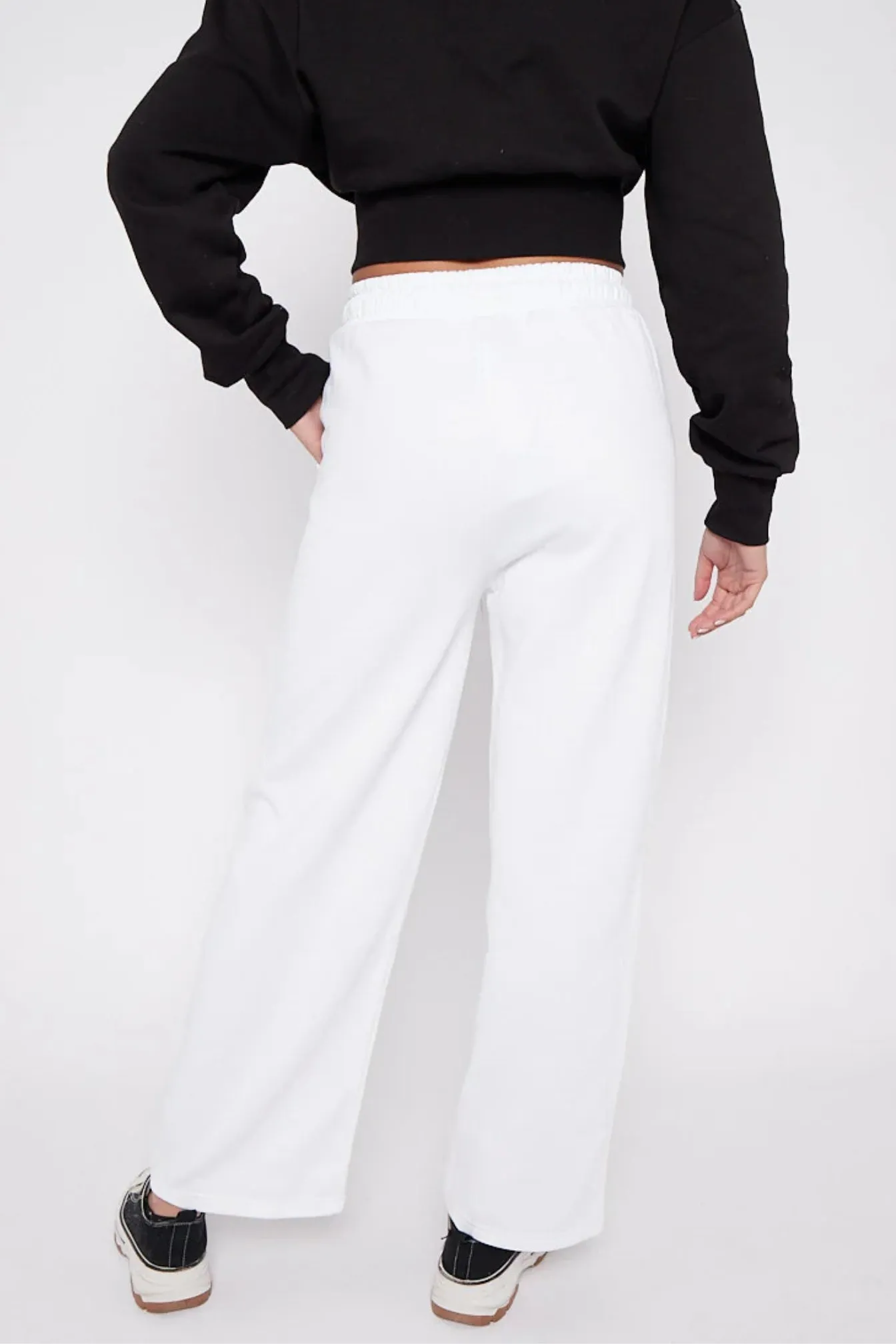 Straight Fleece Trousers (White)