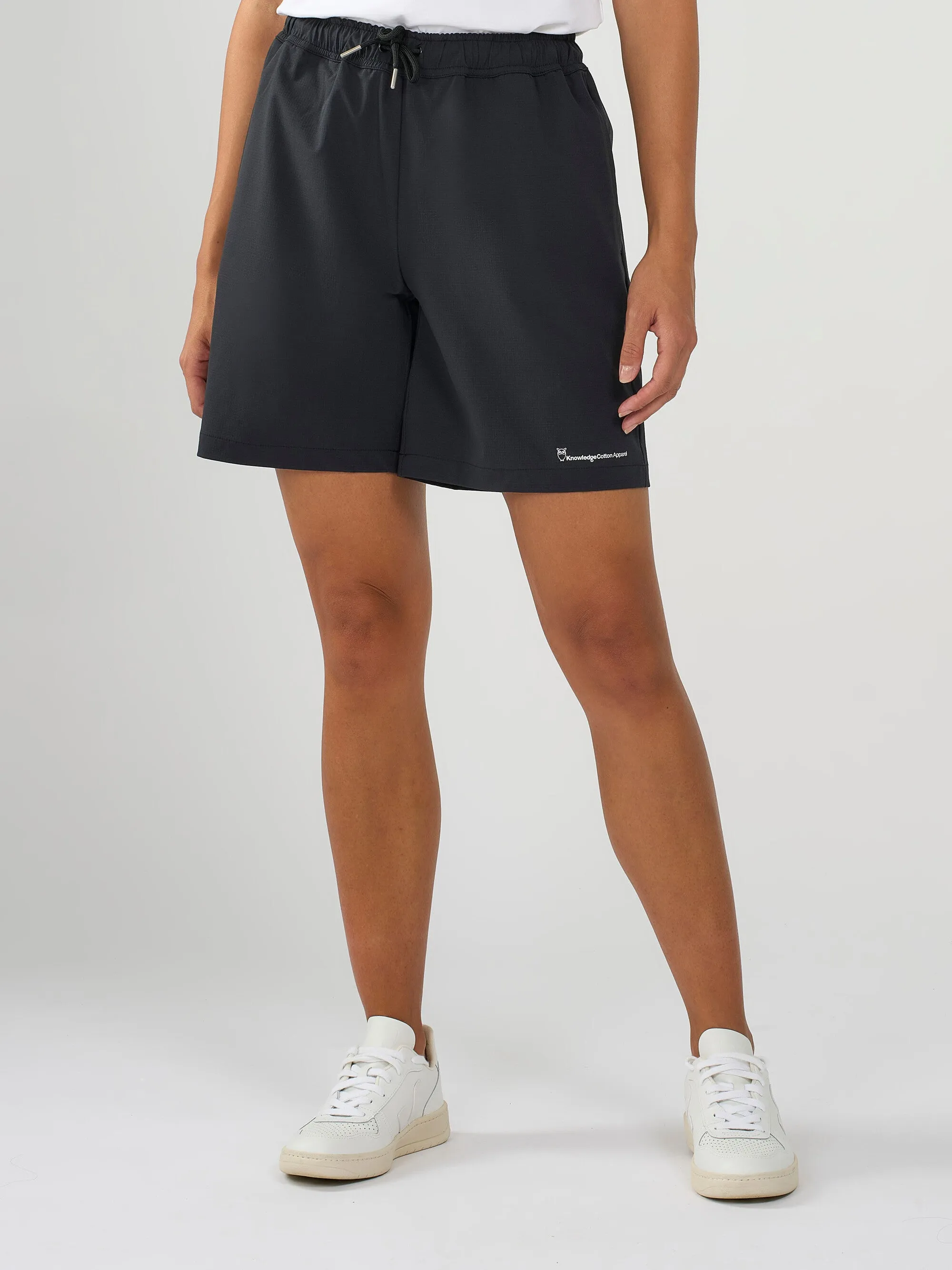 Stretch ribstop elastic waist shorts - Black Jet