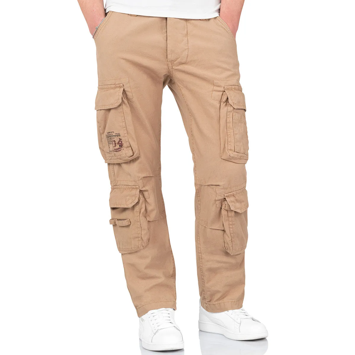 Surplus Airborne Slim Fit Cargo Trousers Beige