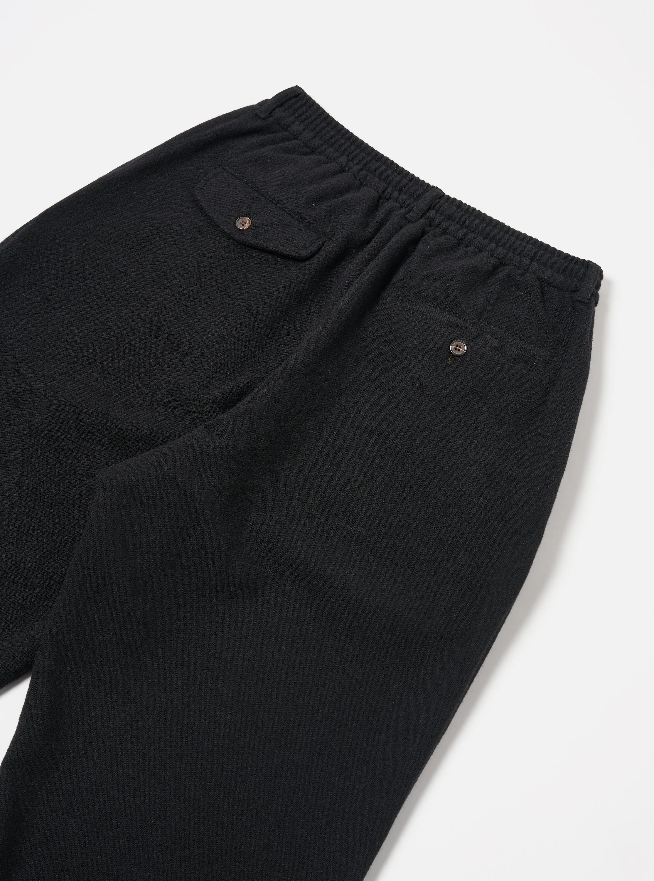 Universal Works Oxford Pant in Black Recycled Soft Wool