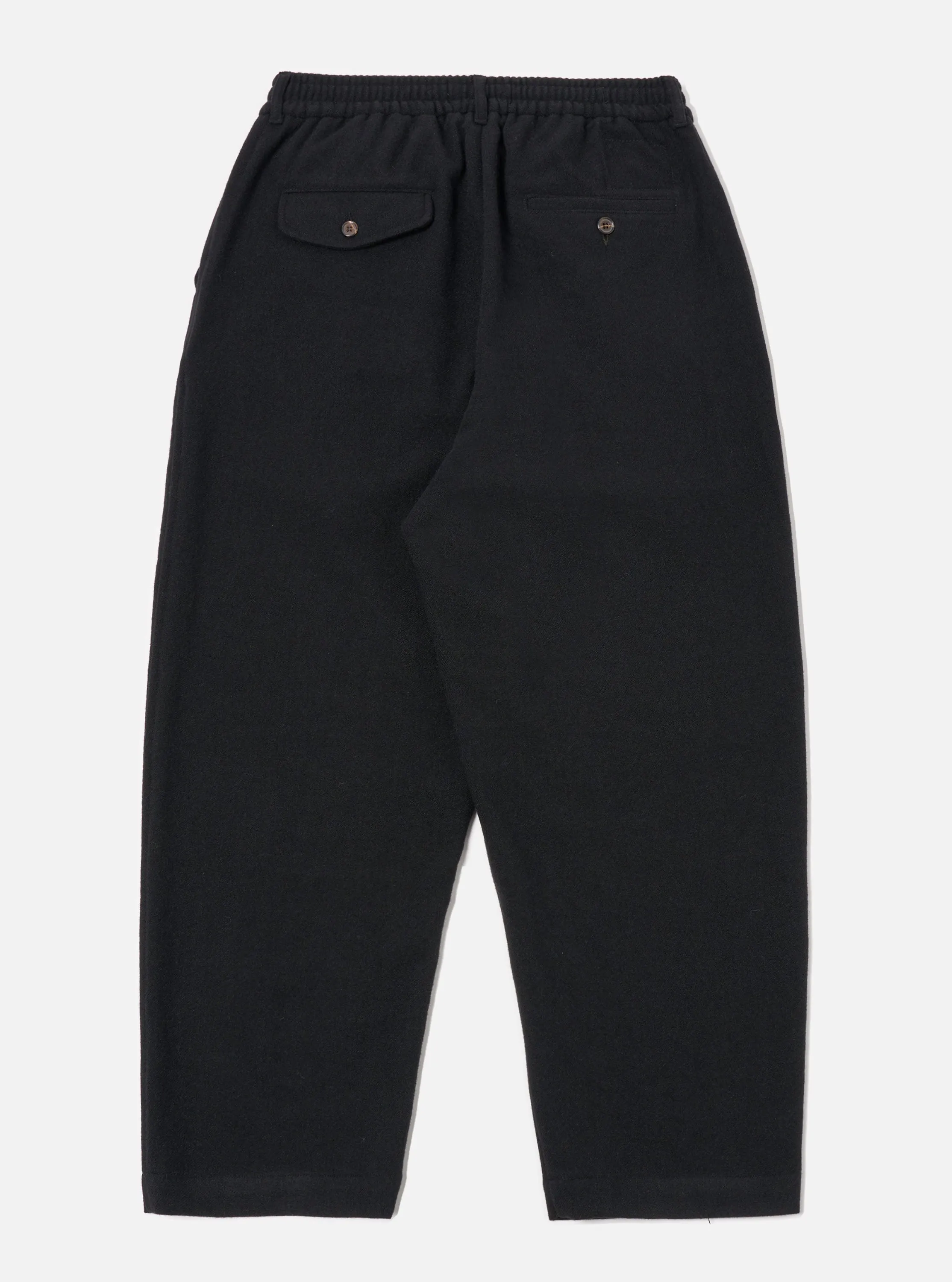 Universal Works Oxford Pant in Black Recycled Soft Wool