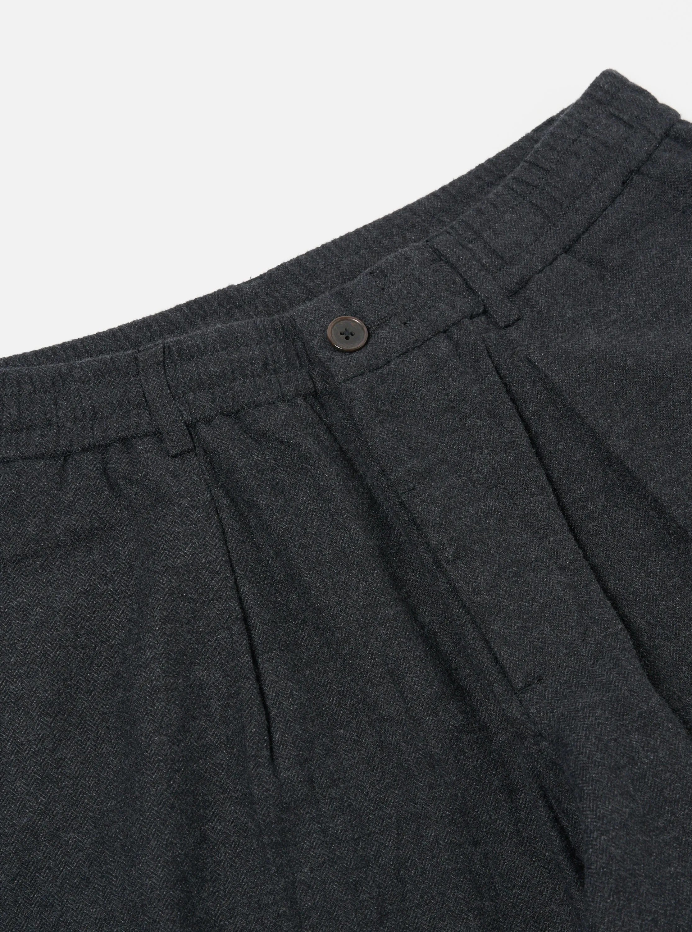 Universal Works Pleated Track Pant in Charcoal Veta Upcycled Cotton