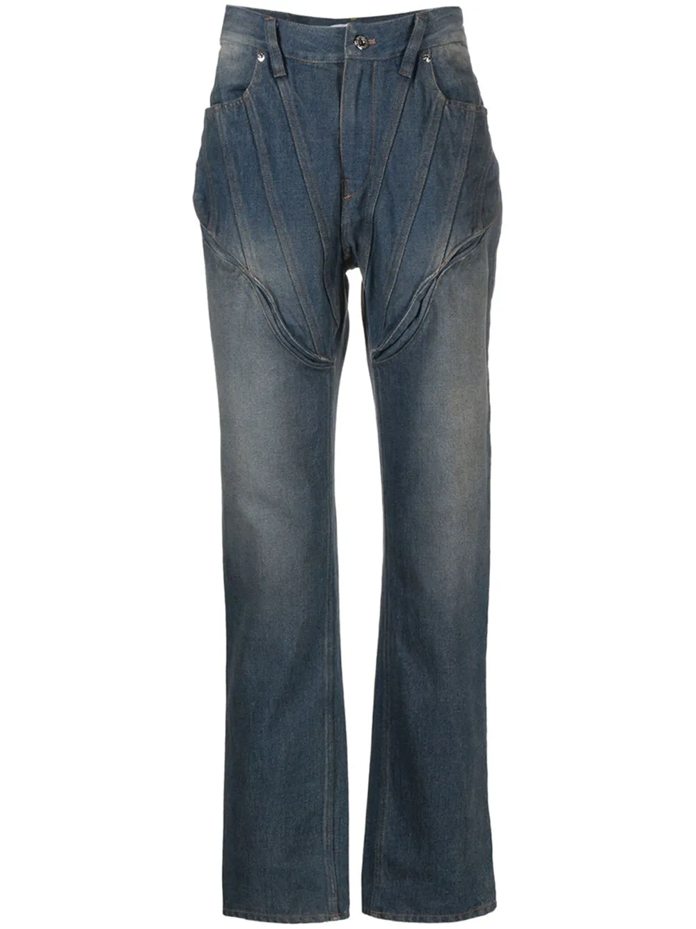 Washed Corset Denim Trousers