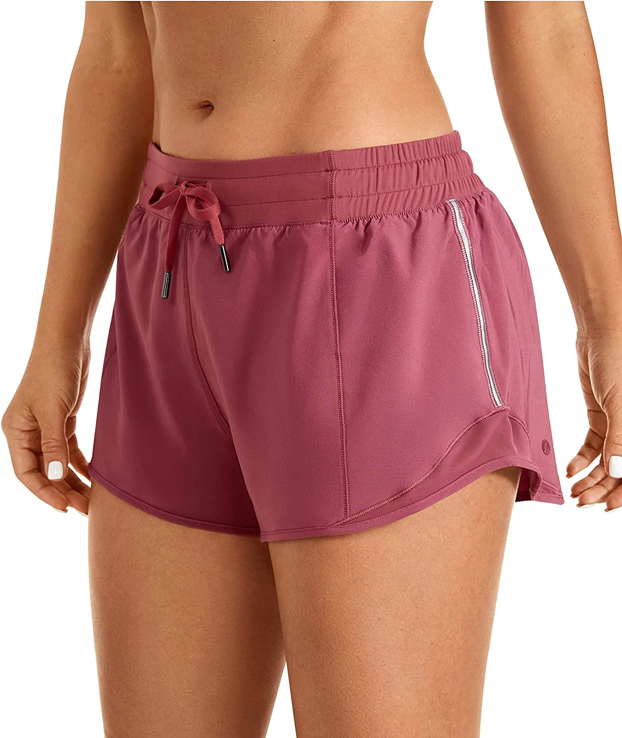 Wholesale Women's Mid-Waist Workout Running Shorts Mesh Liner With Pockets