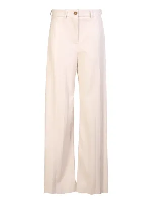 Wide leg leather effect trousers light beige