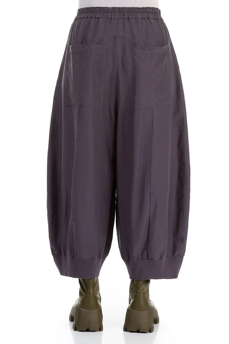 Wide Vintage Violet Silk Cotton Trousers