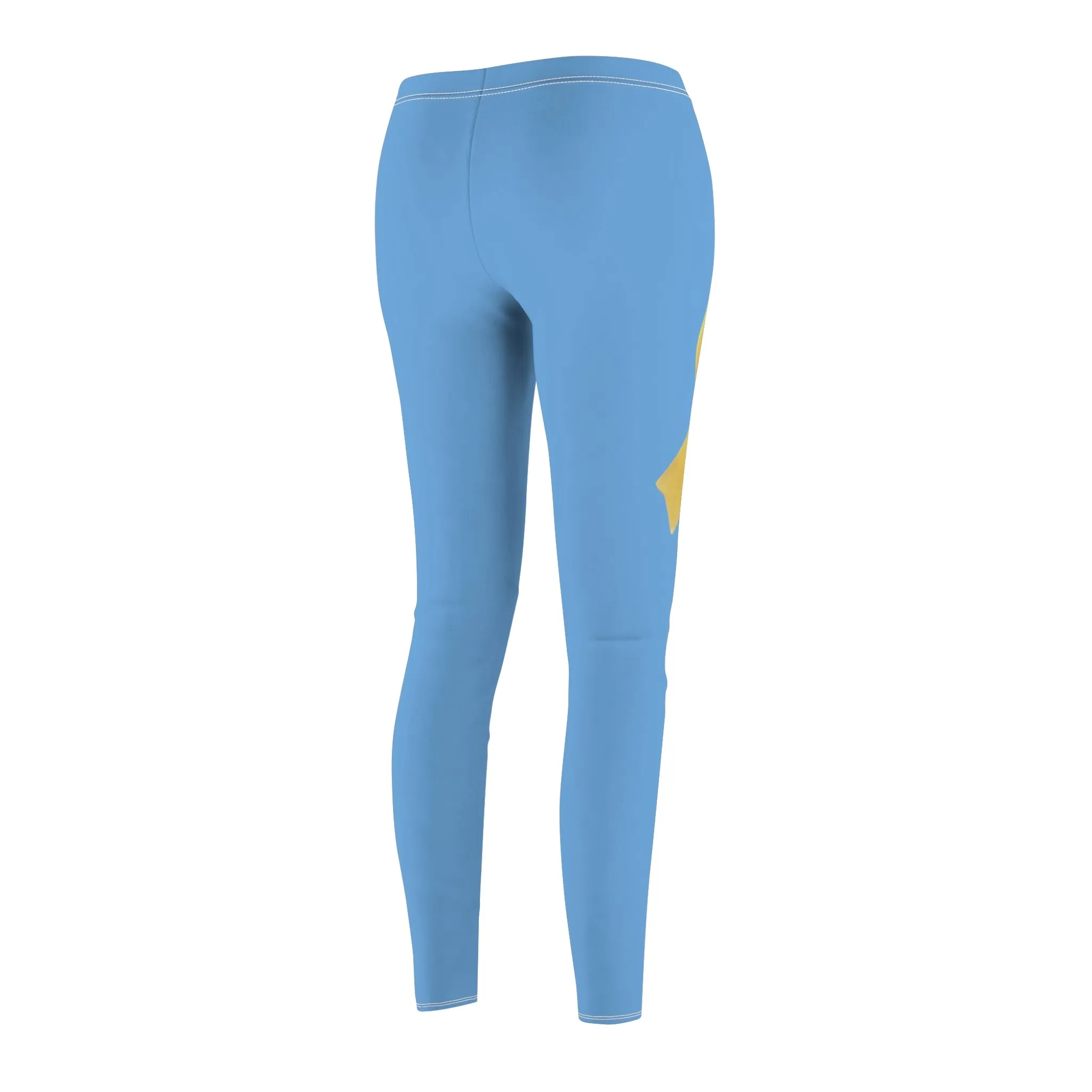 Women's Cut & Sew Casual Leggings, Light Blue - Yellow Ribbon 'Bring Them Home Now' Art, by Chaia Malana