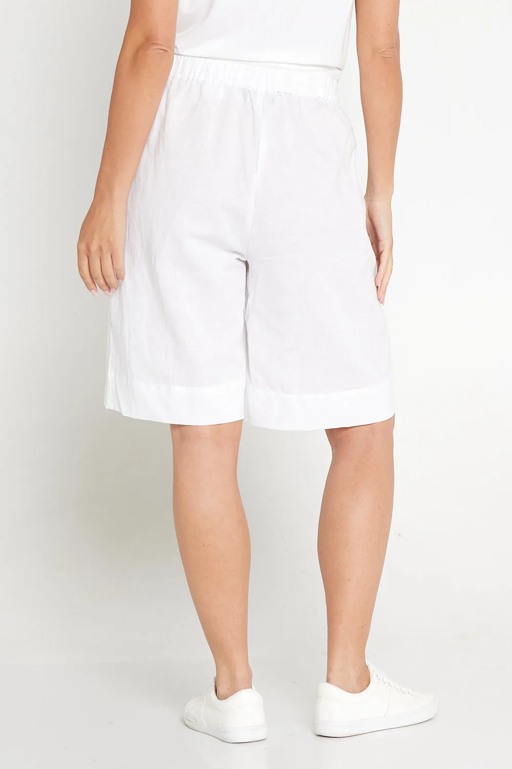 Zhuri Linen & Cotton Shorts - White